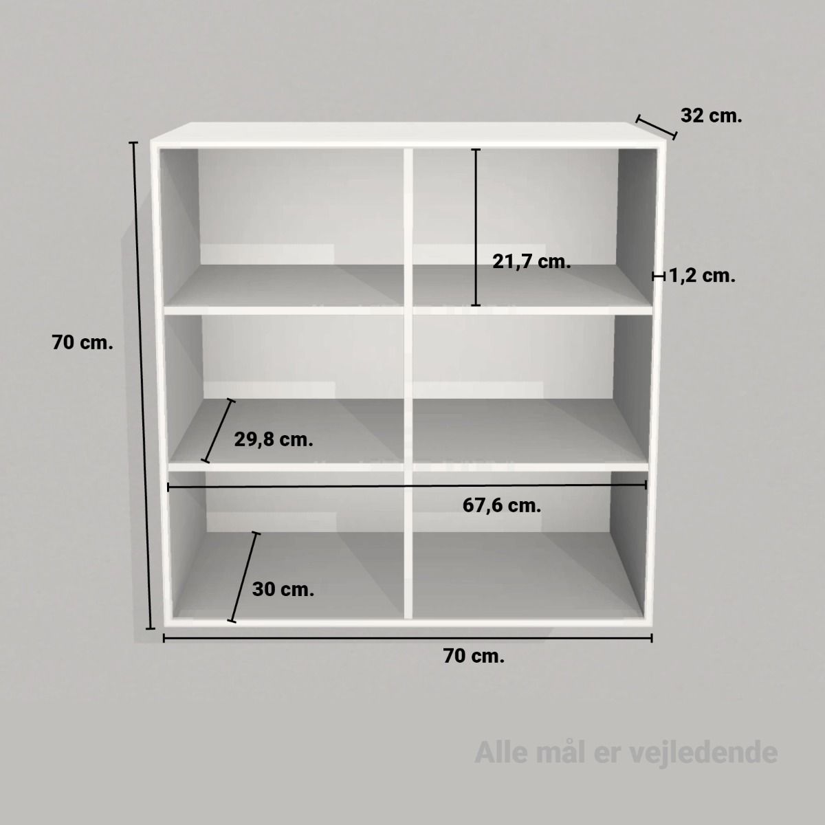 image - Kubik Træ hel reolkasse - 6 rum