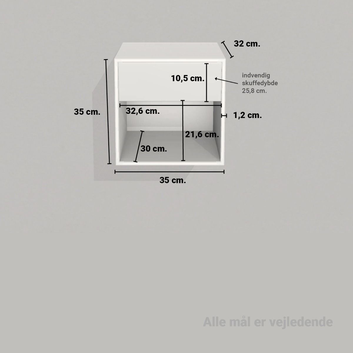 image - Kubik Color kvart reolkasse - 1 skuffe