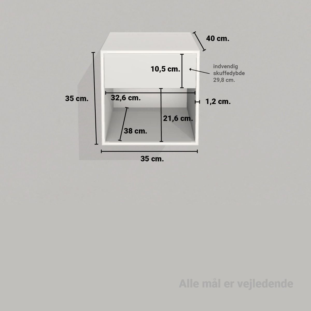 image - Kubik eg kvart reolkasse - 1 skuffe