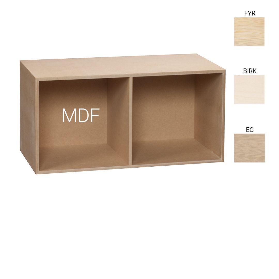 image - Kubik Træ halv reolkasse - 2 rum