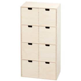 Minikommode i bjørkefiner med 8 skuffer (34x72x20 cm.)