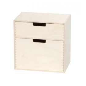 Minikommode i bjørkefiner - 2 skuffer (31x31x21 cm.)