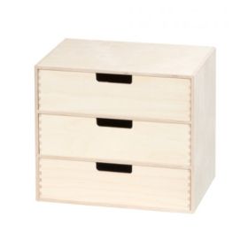 Minikommode i bjørkefiner - 3 skuffer (B35 H31 D25 cm.)