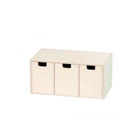 Minikommode i bjørkefiner - 3 skuffer (35x15xD19 cm.)