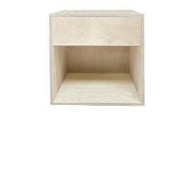 KUBIK bjørk 35x35 cm. - kvart bokhylle - 1 skuff