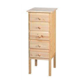 Kommode med 5 skuffer furu