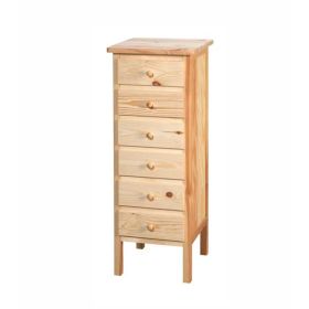 Kommode med 6 skuffer furu
