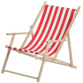 Strandstol,rød/hvit stoff