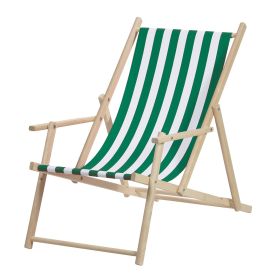 Strandstol grønn/hvit stoff