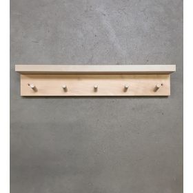 Knaggrekke med 5 knagger og hylle - bjørk