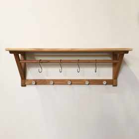 Hattehylle eik L100 cm. (metall knagger)