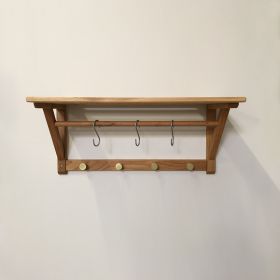 Hattehylle eik L80 cm. (messing-look)