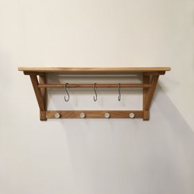 Hattehylle eik L80 cm. (metall knagger)