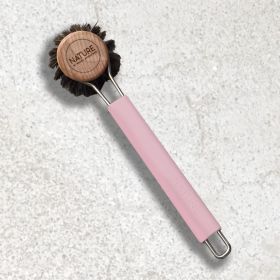 Oppvaskbørste med silikon skaft rosa