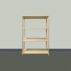 bokhylle i furu - 4 hyller H118 cm.