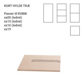 KUBIK tre hylle - halv/kvart reolkasse