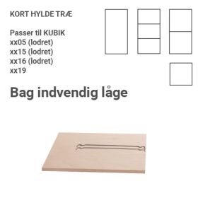 KUBIK tre hylle - for innvendig dør - halv/kvart reolkasse