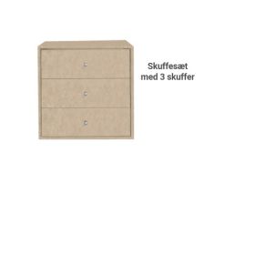 3 skuffer for KUBIK tre kvart reolkasse - 1 rom