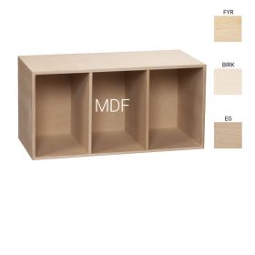 KUBIK Tre 70x35 cm. - halv bokhylle - 3 rom